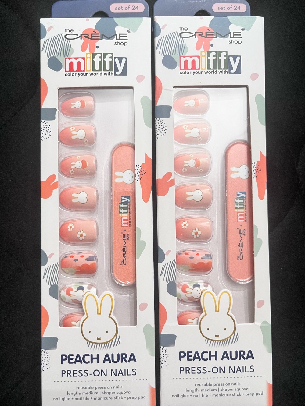 MIFFY 48 Press-On Nails in Peach Aura w/ Included Prep Supplies